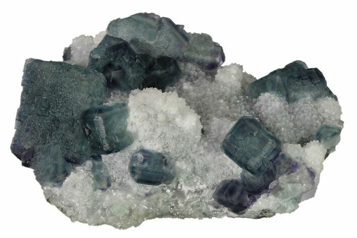 Multicolored Fluorite Crystals on Quartz - China #164029